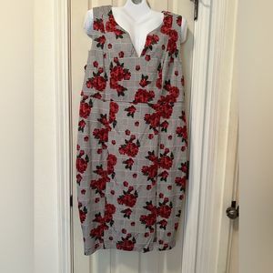 Torrid rose & mini houndstooth retro style wiggle dress - size 18